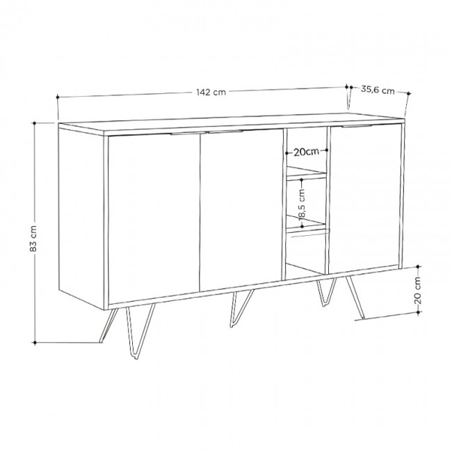 Μπουφές Clara Megapap χρώμα λευκό 142x35,6x83εκ.
