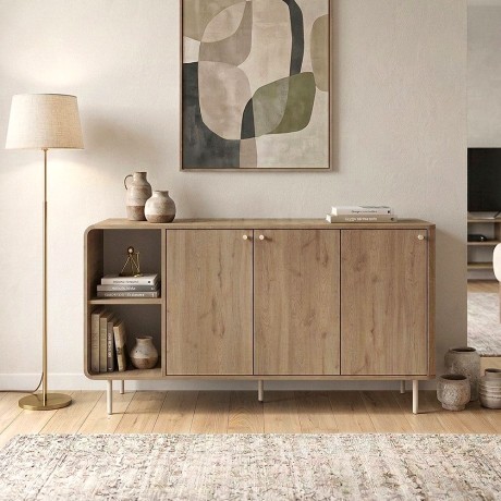 Colia Megapap melamine console in sepet oak 150x44x80cm.