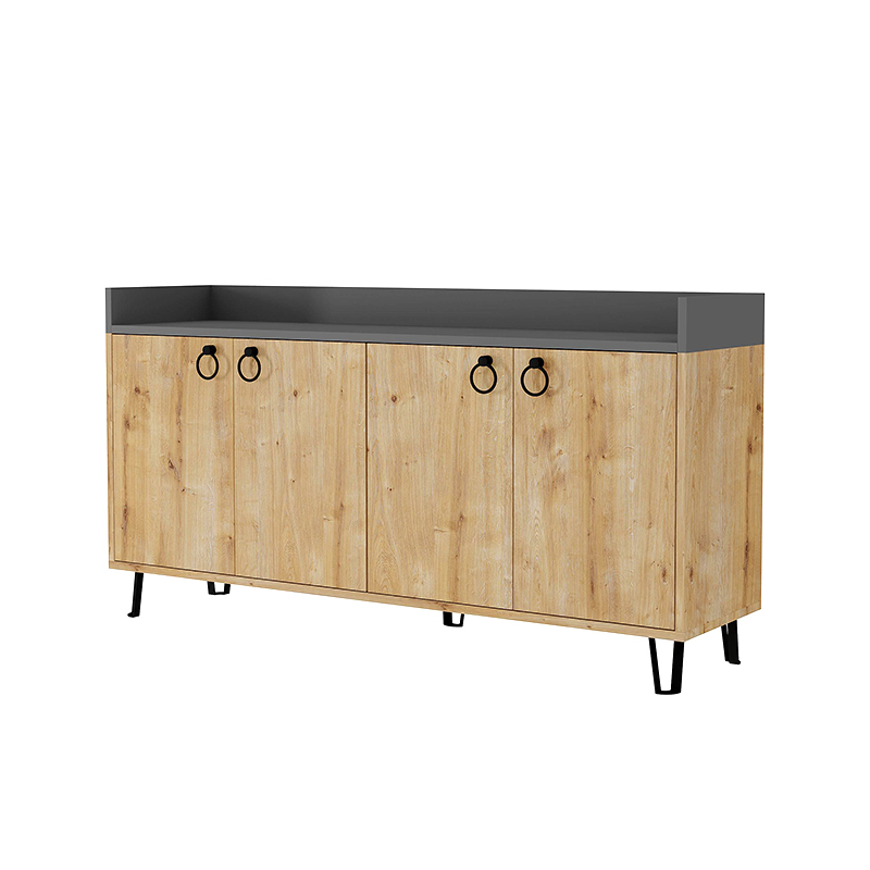 Μπουφές Dea Megapap χρώμα φυσικό οξιάς - ανθρακί 140x36x80εκ.