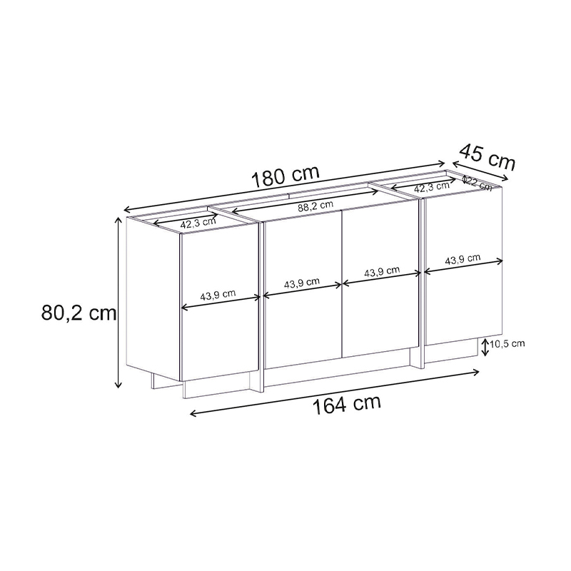 Dorma Megapap melamine console in travertine color 180x45x80.2cm.