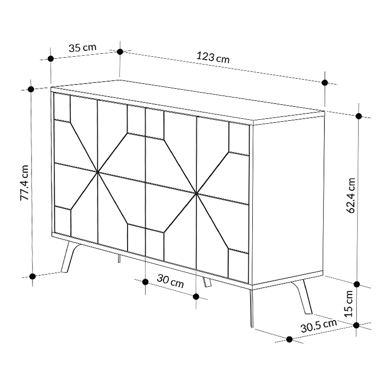 Dune Megapap melamine buffet in light mocha color 123x35x77,4cm.