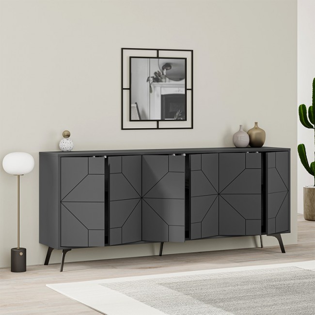 Μπουφές Dune Megapap χρώμα ανθρακί 184x35x77,4εκ.