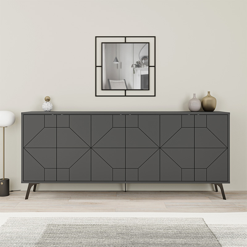 Dune Megapap melamine buffet in anthracite color 184x35x77,4cm.