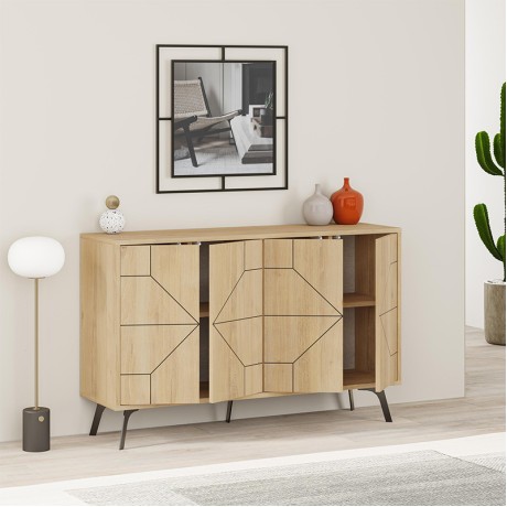 Μπουφές Dune Megapap χρώμα sapphire oak 123x35x77,4εκ.