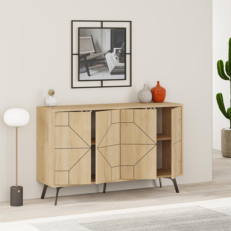 Dune Megapap melamine buffet in oak color 123x35x77,4cm.