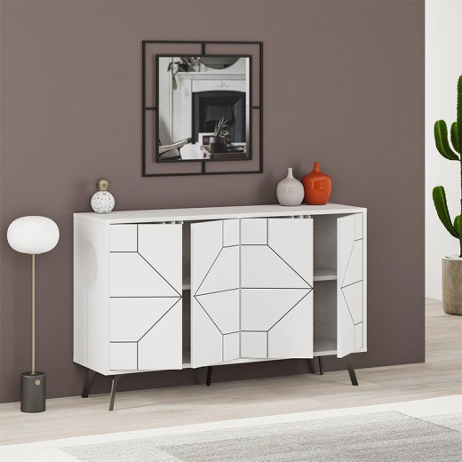 Μπουφές Dune Megapap χρώμα λευκό αντικέ 123x35x77,4εκ. Μπουφές Dune Megapap χρώμα λευκό αντικέ 123x35x77,4εκ.