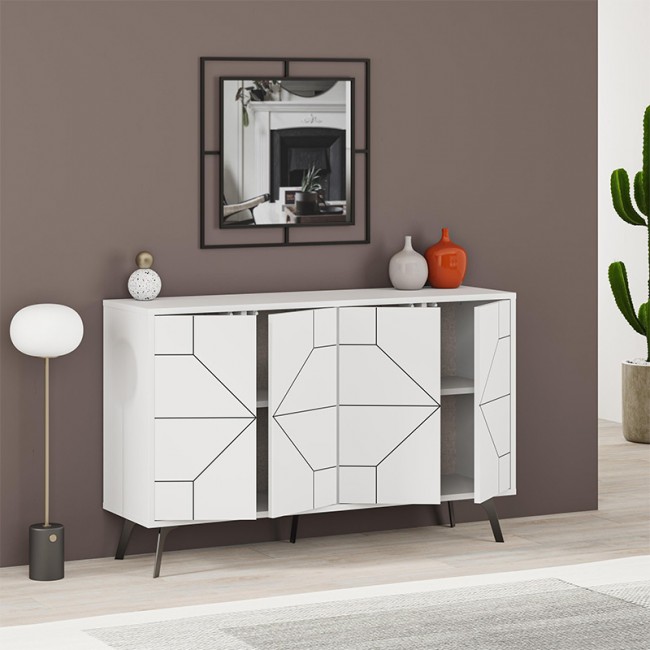 Μπουφές Dune Megapap χρώμα λευκό αντικέ 123x35x77,4εκ.