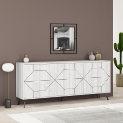 Μπουφές Dune Megapap χρώμα λευκό αντικέ 184x35x77,4εκ. Μπουφές Dune Megapap χρώμα λευκό αντικέ 184x35x77,4εκ.