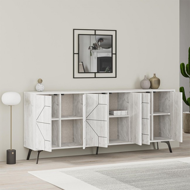 Μπουφές Dune Megapap χρώμα λευκό αντικέ 184x35x77,4εκ.