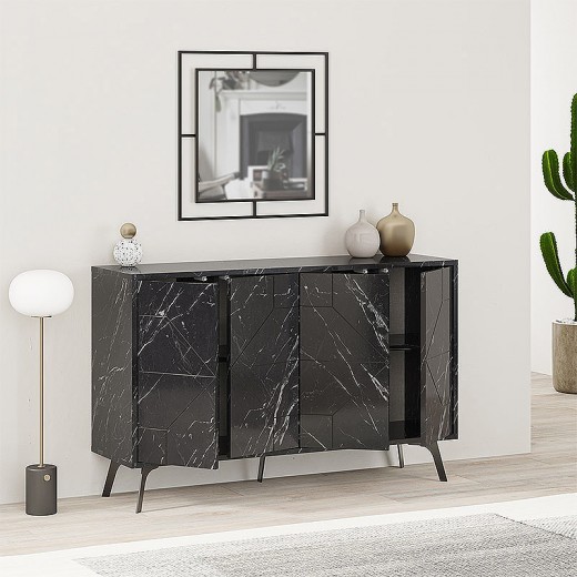 Μπουφές Dune Megapap χρώμα μαύρο εφέ μαρμάρου 123x35x77,4εκ. Μπουφές Dune Megapap χρώμα μαύρο εφέ μαρμάρου 123x35x77,4εκ.