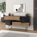Eros Megapap melamine buffet in light brown-black marble effect color 145x40x82cm.