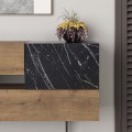 Eros Megapap melamine buffet in light brown-black marble effect color 145x40x82cm.