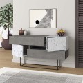 Eros Megapap melamine buffet in retro grey - white marble effect color 145x40x82cm.