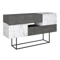 Eros Megapap melamine buffet in retro grey - white marble effect color 145x40x82cm.