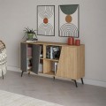Μπουφές Fiona Megapap χρώμα φυσικό οξιάς - γκρι ρετρό 150x35,6x82εκ.