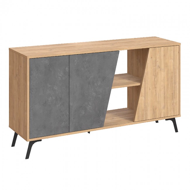 Μπουφές Fiona Megapap χρώμα φυσικό οξιάς - γκρι ρετρό 150x35,6x82εκ.