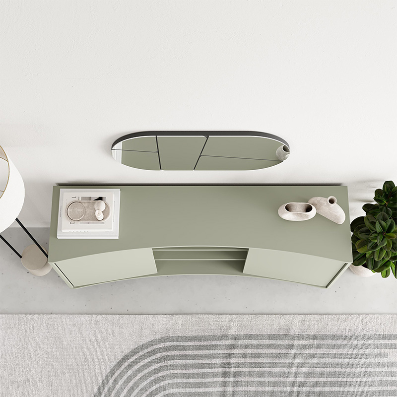Frem Megapap melamine console in ash green color 150x40x81cm.