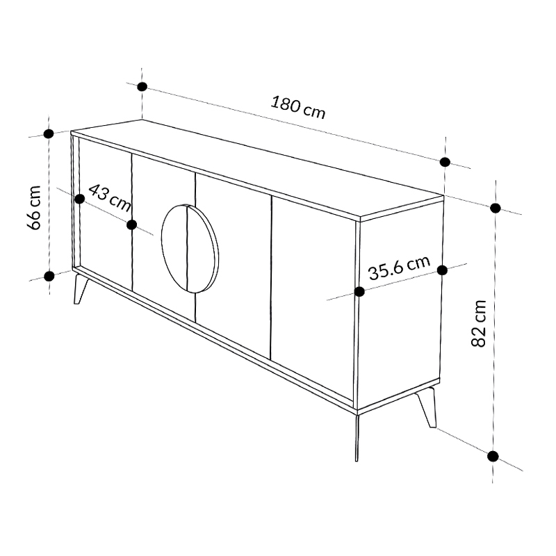 Gora Megapap melamine buffet in light brown color 180x35,6x82cm.