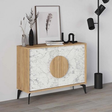 Gora Megapap melamine buffet in oak - white marble color 110x35,6x82cm.