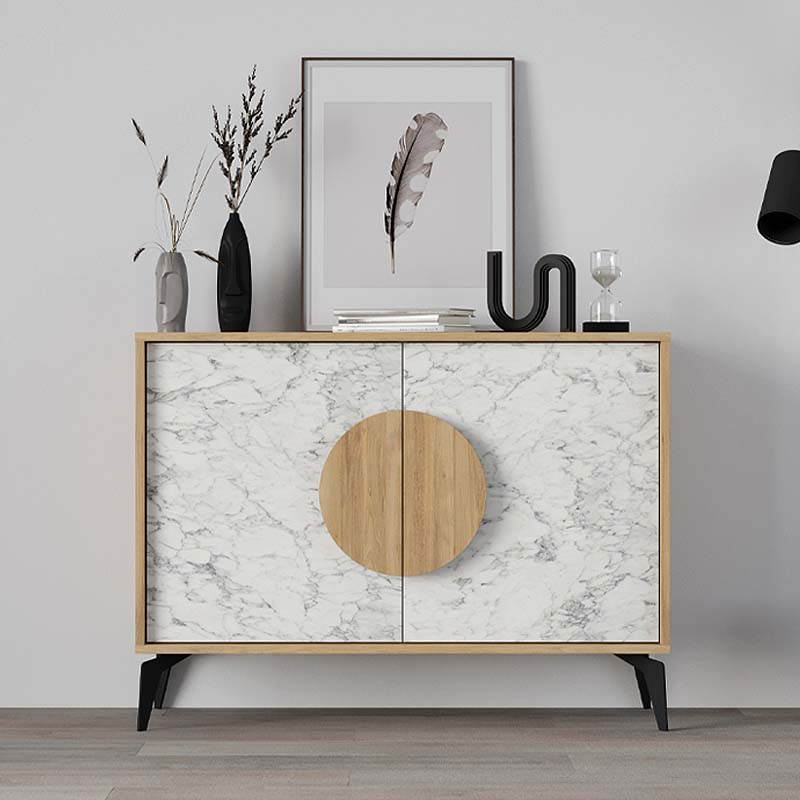 Gora Megapap melamine buffet in oak - white marble color 110x35,6x82cm.