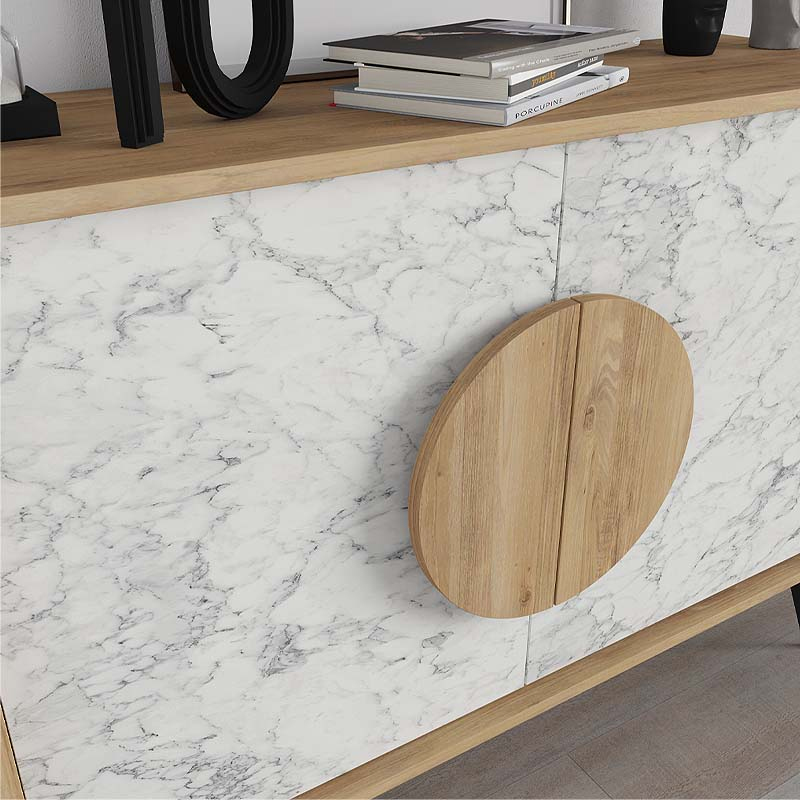 Gora Megapap melamine buffet in oak - white marble color 110x35,6x82cm.