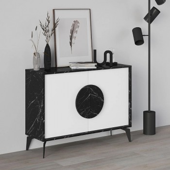 Gora Megapap melamine buffet in black marble - white color 110x35,6x82cm.