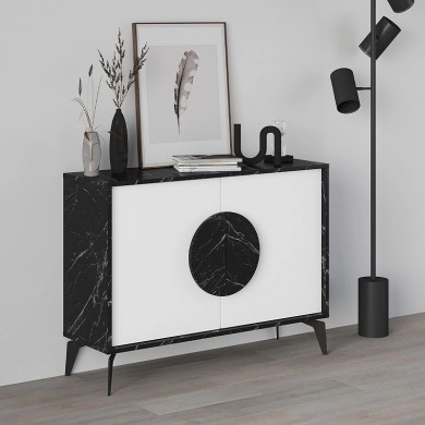 Gora Megapap melamine buffet in black marble - white color 110x35,6x82cm.