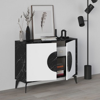 Gora Megapap melamine buffet in black marble - white color 110x35,6x82cm.