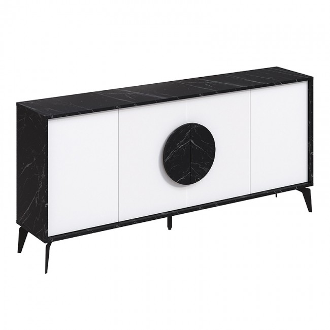 Gora Megapap melamine buffet in black marble - white color 180x35,6x82cm.