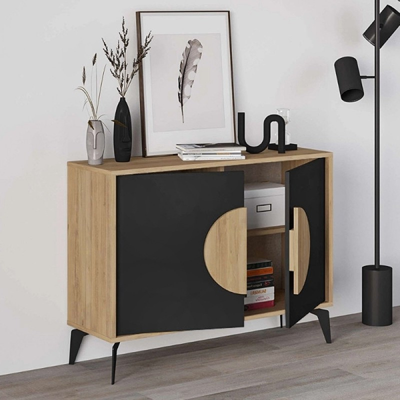 Gora Megapap melamine console in sapphire oak - silky black color 110x40x82cm.