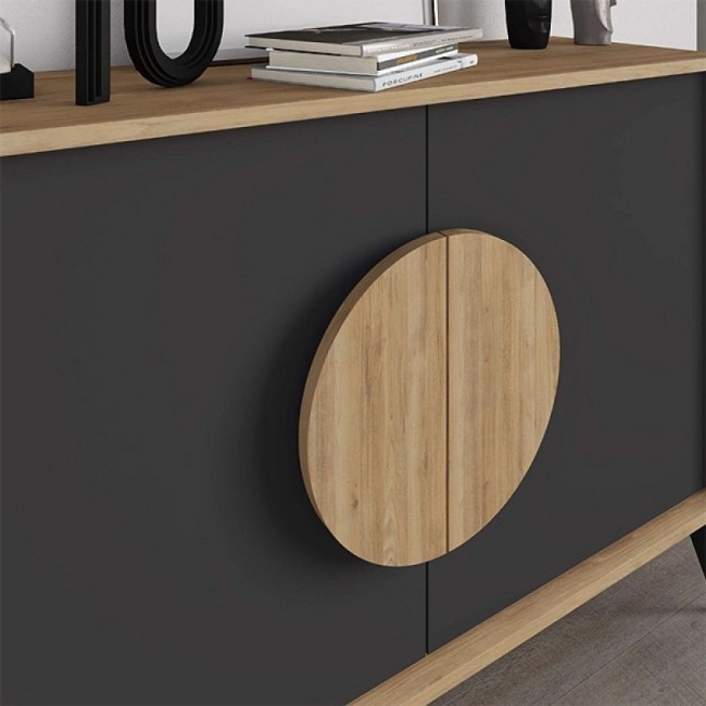 Μπουφές Gora Megapap χρώμα sapphire oak - silky black 110x40x82εκ.