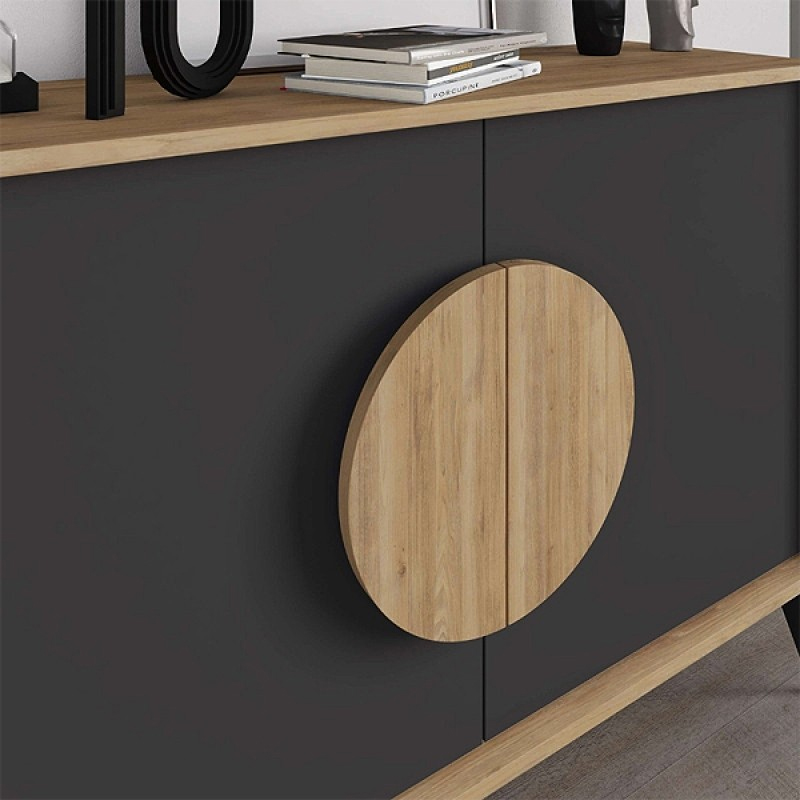 Gora Megapap melamine console in sapphire oak - silky black color 110x40x82cm.