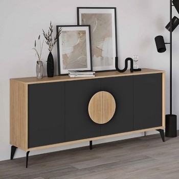 Μπουφές Gora Megapap χρώμα sapphire oak - silky black 180x40x82εκ. Μπουφές Gora Megapap χρώμα sapphire oak - silky black 180x40x82εκ.