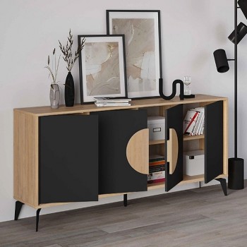 Μπουφές Gora Megapap χρώμα sapphire oak - silky black 180x40x82εκ. Μπουφές Gora Megapap χρώμα sapphire oak - silky black 180x40x82εκ.