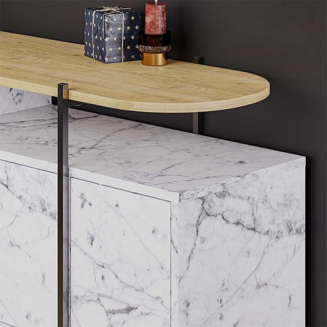 Μπουφές Hanley Megapap χρώμα λευκό εφέ μαρμάρου 150x38x86,2εκ.