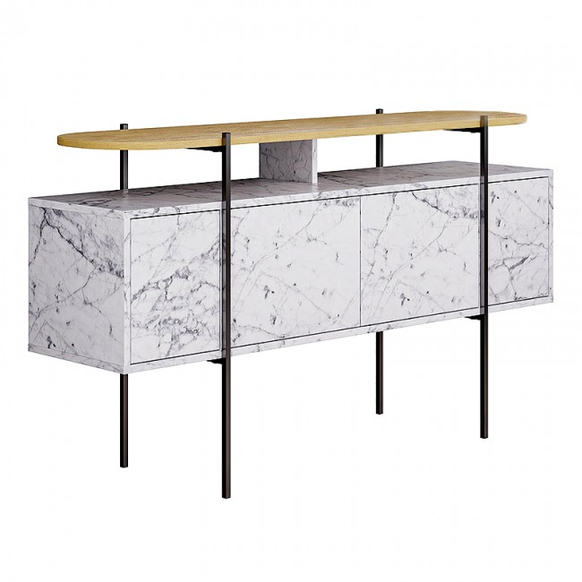 Μπουφές Hanley Megapap χρώμα λευκό εφέ μαρμάρου 150x38x86,2εκ.