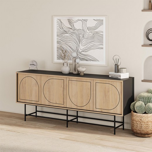 Μπουφές Joji Megapap χρώμα sapphire oak - silky black 186,8x40x77,6εκ.