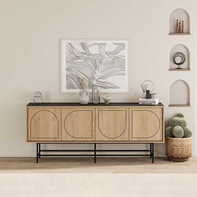 Joji Megapap melamine console in sapphire oak - silky black color 186,8x40x77,6cm.