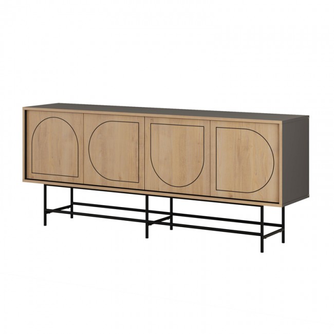 Joji Megapap melamine console in sapphire oak - silky black color 186,8x40x77,6cm.