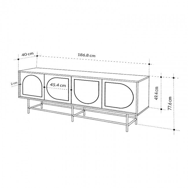 Joji Megapap melamine console in sapphire oak - silky black color 186,8x40x77,6cm.
