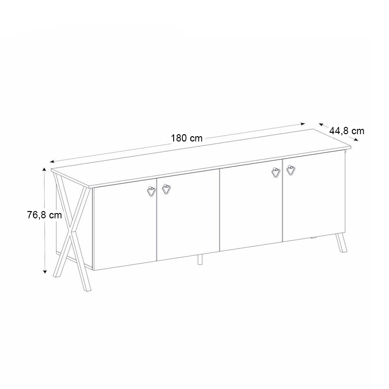 Loukia Megapap melamine buffet in vintage patik color 180x44,8x76,8cm.