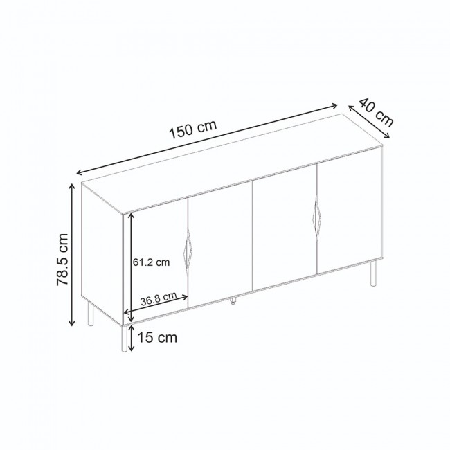 Μπουφές Marquise Megapap χρώμα sandstone 150x40x78,5εκ.
