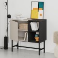 Mona Megapap melamine console in sandstone - black wood color 81x40x80cm.