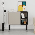 Mona Megapap melamine console in sandstone - black wood color 81x40x80cm.