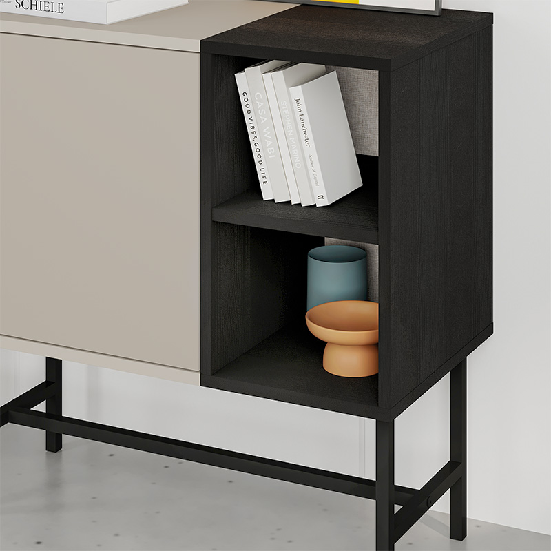 Mona Megapap melamine console in sandstone - black wood color 81x40x80cm.