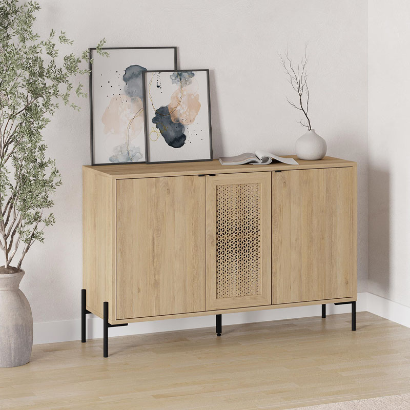 Naive Megapap melamine sideboard in sapphire oak color 126x40x80cm.