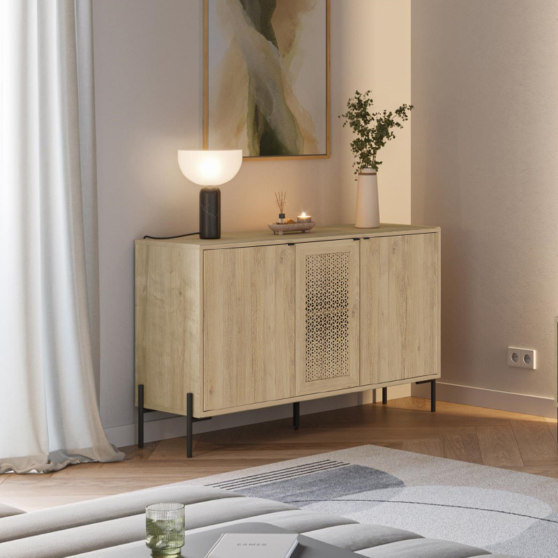 Naive Megapap melamine sideboard in sapphire oak color 126x40x80cm.