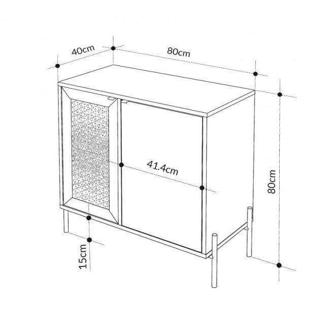 Naive Megapap melamine sideboard in sapphire oak color 80x40x80cm.