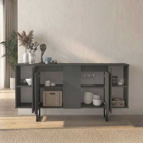 Orontes Megapap melamine console in anthracite color 160x35.2x80cm.