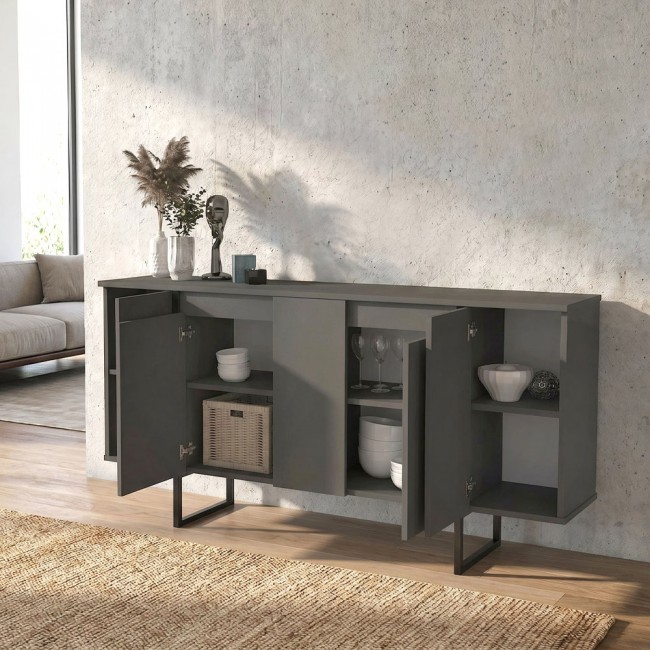 Μπουφές Orontes Megapap χρώμα ανθρακί 160x35,2x80εκ.
